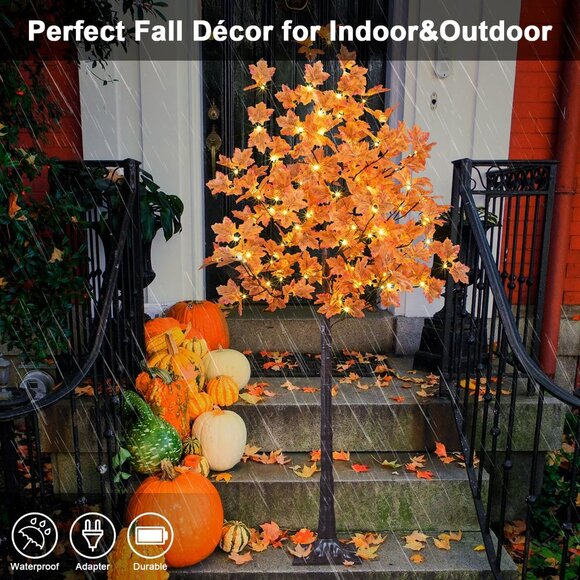 LED Artificial Lighted Maple Tree Warm White Fall Decorations Indoor Ourdoor - Picture 4 of 6